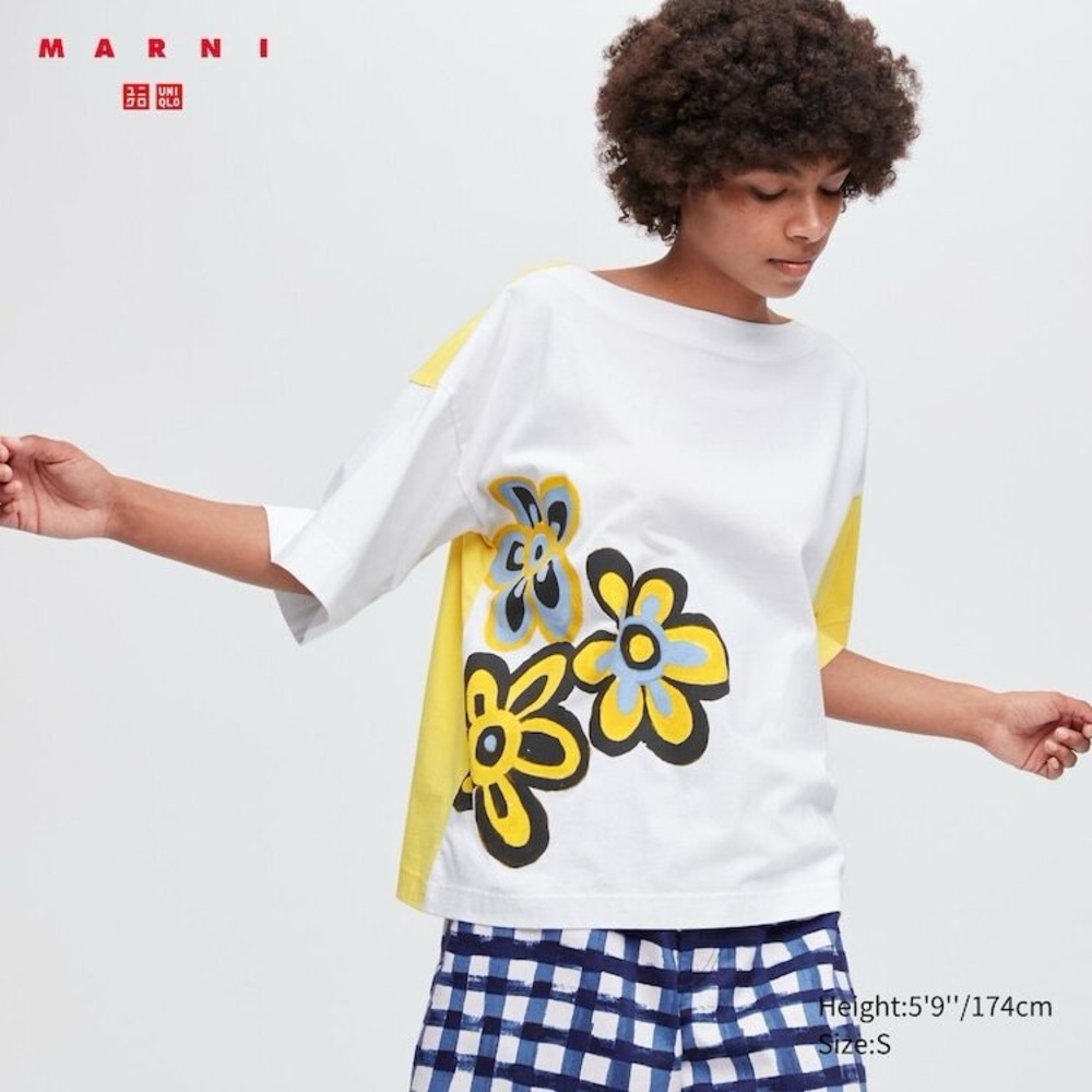 Marni Yellow and Black Floral Tee